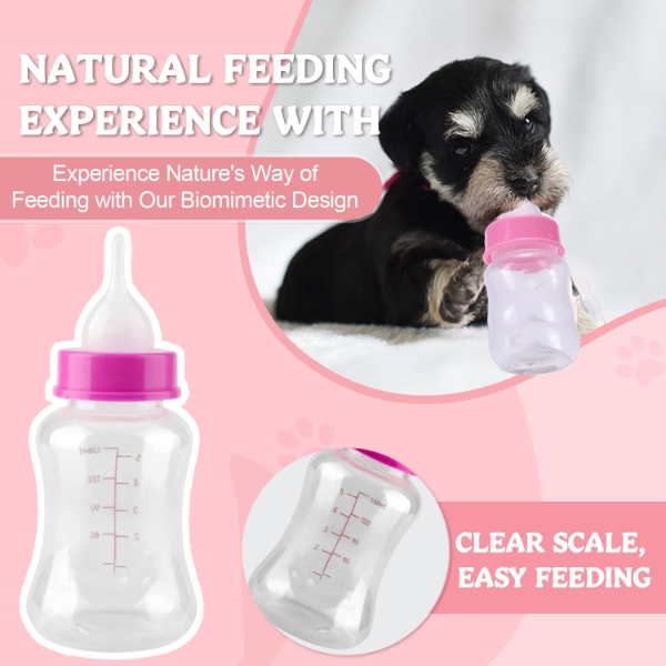 Jainsons Pet Nursing Bottle Kit for Newborn Kittens, Puppies & Rabbits – 150ml Feeding Bottle Set for Small Animals (Color May Vary) - Image 2