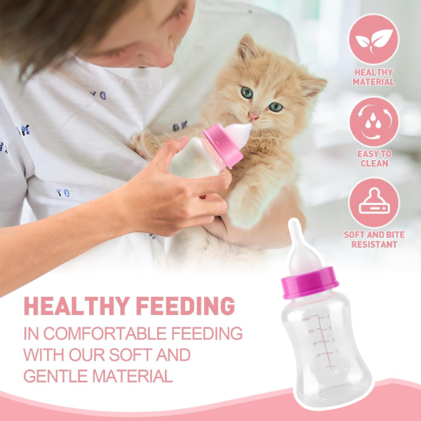 Jainsons Pet Nursing Bottle Kit for Newborn Kittens, Puppies & Rabbits – 150ml Feeding Bottle Set for Small Animals (Color May Vary) - Image 3