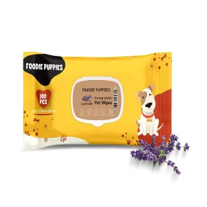 Foodie Puppies Lavender-Scented Biodegradable Pet Wipes – 100 Anti-Bacterial Wet Wipes for Dogs, Cats, Rabbits & Small Pets (100 Pulls, 1 Pack) – Gentle Cleaning, Moisturizing & Daily Grooming