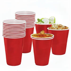 FunBlast 500ml reusable party drinking glasses red plastic cups.