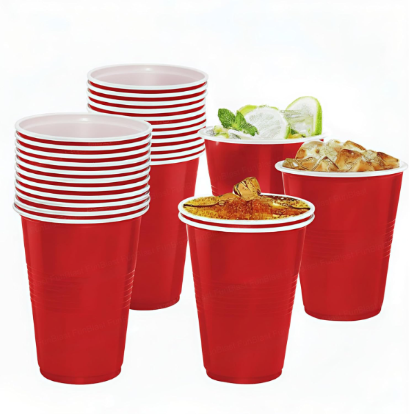 FunBlast 500ml reusable party drinking glasses red plastic cups.