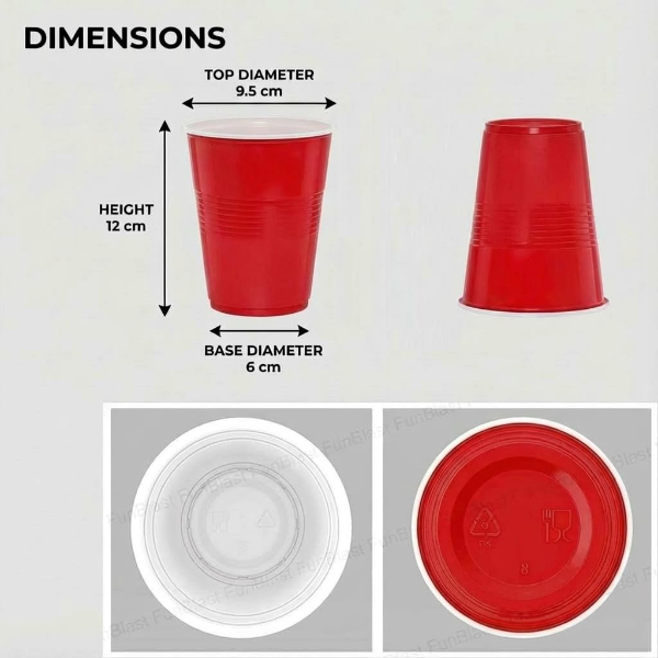 FunBlast Party Drinking Glasses – 20 Pcs | 500 ML Reusable Beer Pong & Cocktail Cups | Leakproof, Strong & Durable Plastic Glass Set for Parties, Events & Celebrations (Red) - Image 2