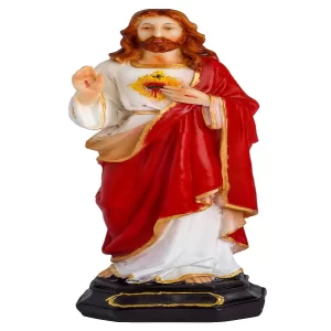 Handcrafted Poly Marble Jesus Christ Statue – Premium Christian Home Decor & Catholic Religious Figurine for Table or Wall Display, Ideal Gift for Housewarming, Wedding & Anniversary (Multicolor, 28x9x8 cm)