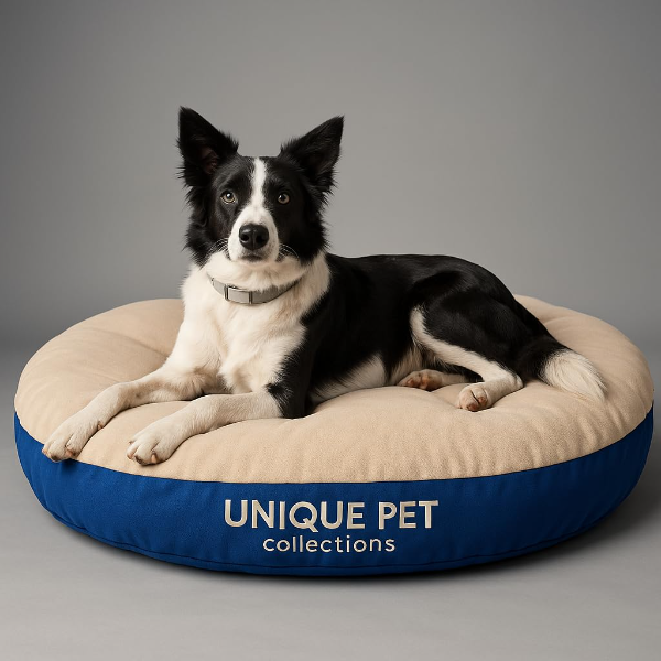 Polyester Pet Bed – Soft & Cozy All-Season Pillow for Dogs, Cats, Puppies, Rabbits & Small Pets, Durable and Washable, Ideal for Indoor & Outdoor Use (Blue & Cream, Medium)