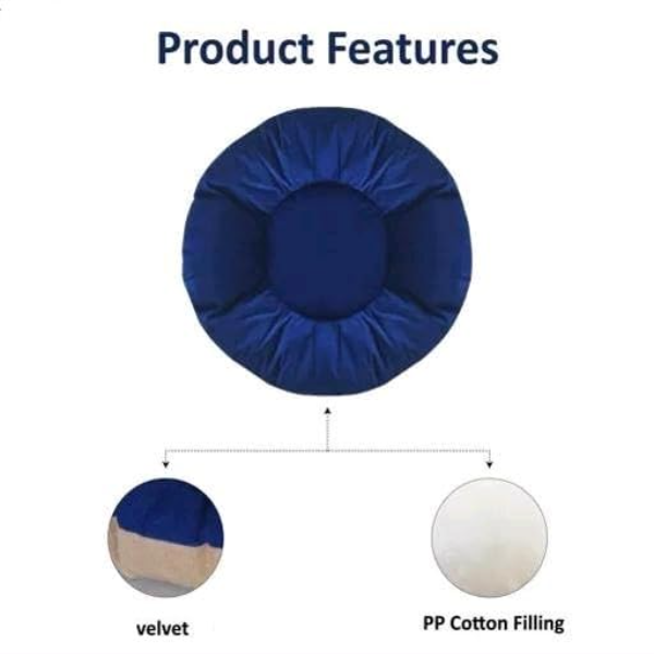 Polyester Pet Bed – Soft & Cozy All-Season Pillow for Dogs, Cats, Puppies, Rabbits & Small Pets, Durable and Washable, Ideal for Indoor & Outdoor Use (Blue & Cream, Medium) - Image 2