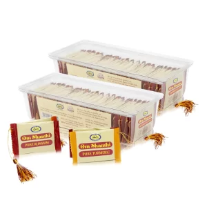 Cycle Pure Om Shanthi Haldi Kumkum Return Gift Set – 100 Pieces (Pack of 2 x 50) | Traditional Tambula Pouch with Kumkum & Turmeric for Weddings, Pooja & Religious Ceremonies | Spiritual Return Gifts