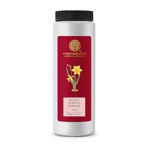 Forest Essentials Silken Dusting Powder – Nargis | Talc-Free Natural Body Powder with Corn Starch & Cocoa Butter | Absorbent Floral Treatment for Soft Skin | 100g