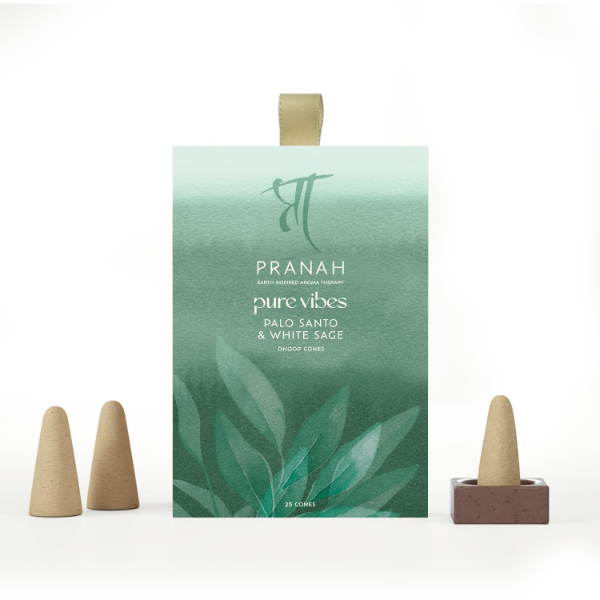 Pranah Palo Santo & White Sage Dhoop Sticks – 25 Charcoal-Free Vegan Incense Sticks | Tuberose, Vanilla & White Floral Aroma | Non-Toxic Fragrance for Meditation, Yoga, Relaxation & Gifting