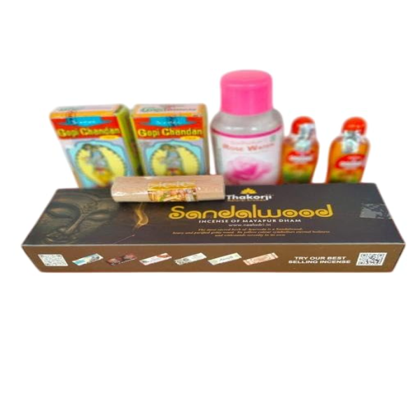 Complete Puja Essentials Kit with rose water and chandan in the USA