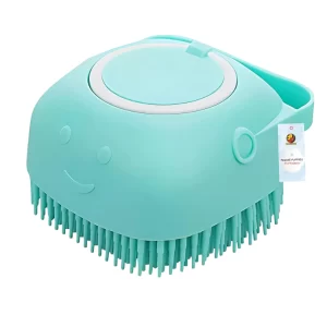 Foodie Puppies silicone dog bath brush with built-in shampoo dispenser for efficient pet bathing