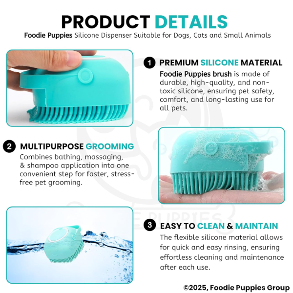 Ergonomic non-slip handle of the silicone pet bath brush ensuring a secure grip when wet