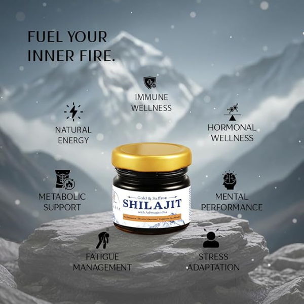 Gold Grade Himalayan Shilajit Resin - 25g | 75% Fulvic Acid + 5% Withanolides Ashwagandha | Advanced Energy & Strength Booster with 24K Gold | Natural Ayurvedic Minerals for Men - Image 3