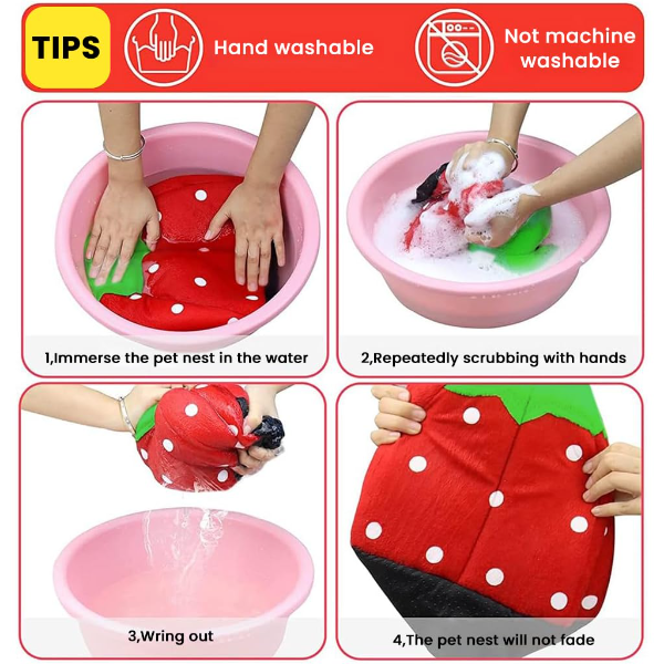 Qpets® Strawberry Plush Winter Bed – Cozy Hideout House for Hamsters, Guinea Pigs, Bunnies, Ferrets & Small Pets (Under 0.75 kg) - Image 4