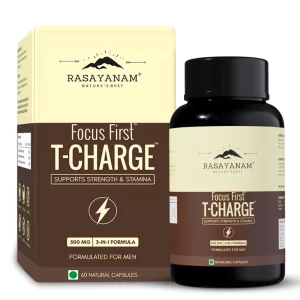 Rasayanam T-Charge Men’s Wellness Capsules – Shilajit, Ashwagandha & Safed Musli Formula for Energy, Strength & Performance | 500mg | 60 Capsules (Pack of -2)