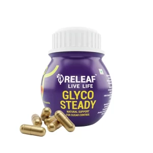 RELEAF Glyco Steady Herbal Glucose Support (60 Capsules) | Ayurvedic Blood Sugar Balance with Saptarangi & Meshashring | 500mg Natural Insulin Sensitivity & Carb Support | Vegetarian