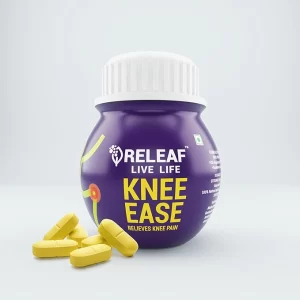 RELEAF Knee Ease Ayurvedic Knee Pain Relief & Rejuvenation Tablets (600mg) | Herbal Blend for Cartilage Support, Joint Flexibility & Stiffness | 60 Veg Tablets with Boswellia & Turmeric