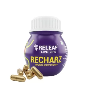 RELEAF RecharZ Ayurvedic Vitality Supplement (30 Capsules) | Pure Shilajit, Ashwagandha & Saffron Extract for Stamina & Energy | 500mg Natural Strength & Recovery | Vegetarian Capsules