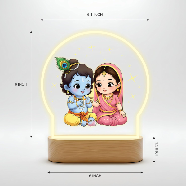 Giftplease Radha Krishna LED Night Light – Spiritual Decorative Lamp for Home, Mandir & Pooja Room, Warm Glow Religious Décor for Office Desk, Janmashtami, Housewarming & Devotional Gift (GL_18) - Image 2