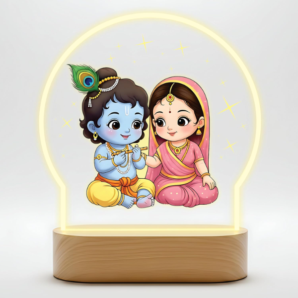 Giftplease Radha Krishna LED Night Light – Spiritual Decorative Lamp for Home, Mandir & Pooja Room, Warm Glow Religious Décor for Office Desk, Janmashtami, Housewarming & Devotional Gift (GL_18) - Image 4