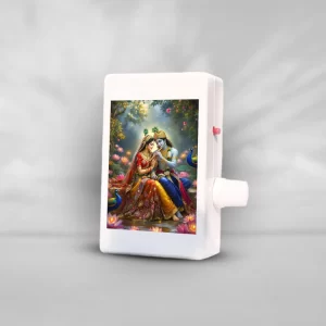 Radhe Krishna 9-in-1 LED Mantra Chanting Box – Devotional Audio Player with Adjustable Volume & Bell Sounds, Glowing Light Spiritual Music Box for Home Temple, Meditation & Positive Energy, Perfect Gift Item
