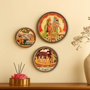RITUALISTIC Ramayan Metal Wall Plate Set of 3 – Spiritual Wall Art for Living Room & Home Décor | Elegant Hindu Mythology Showpiece & Housewarming Gift Item