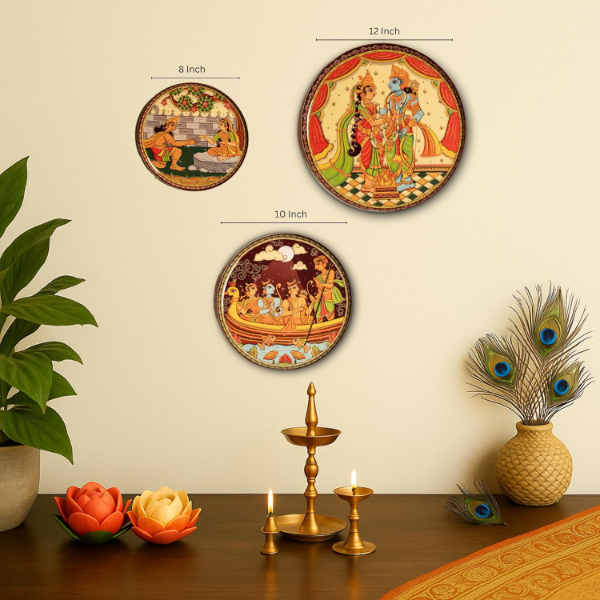 RITUALISTIC Ramayan Metal Wall Plate Set of 3 – Spiritual Wall Art for Living Room & Home Décor | Elegant Hindu Mythology Showpiece & Housewarming Gift Item - Image 2