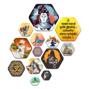 Ranovaa Lord Shiva Wooden Wall Hanging – Spiritual Om Decorative Artwork Panel, Hindu Devotional Home & Living Room Décor, Meditation-Inspired Wall Accent (WPS_215)