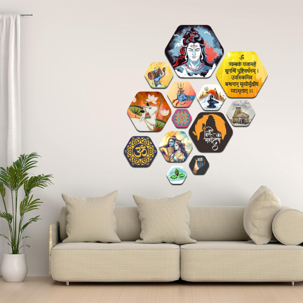 Ranovaa Lord Shiva Wooden Wall Hanging – Spiritual Om Decorative Artwork Panel, Hindu Devotional Home & Living Room Décor, Meditation-Inspired Wall Accent (WPS_215) - Image 2