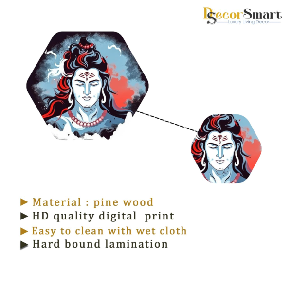Ranovaa Lord Shiva Wooden Wall Hanging – Spiritual Om Decorative Artwork Panel, Hindu Devotional Home & Living Room Décor, Meditation-Inspired Wall Accent (WPS_215) - Image 4