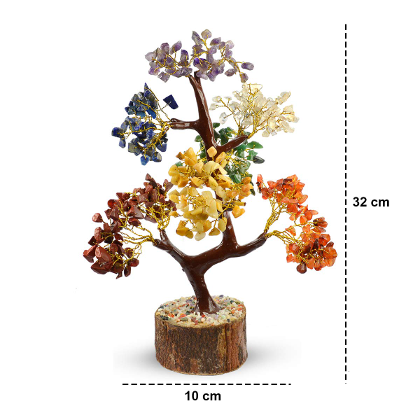 Natural 7 Chakra Reiki Crystal Tree (500 Beads) with Chakra Symbol Set – Healing Energy Feng Shui & Vastu Decor for Home, Office & Meditation Space - Image 4