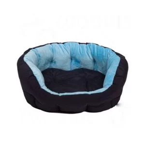 Reversible Ultra-Soft Velvet Pet Sofa Bed – Luxury Dog, Cat, Puppy & Rabbit Bed, Cozy & Comfortable, 68x68x20 cm (Black & Blue)