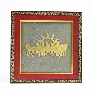 ZAICUS 7 Running Horses Pyrite Stone Frame | Vastu Wall Hanging for Living Room, Bedroom & Office Décor | Attract Money & Protection, Positive Energy Showpiece Diwali Gift