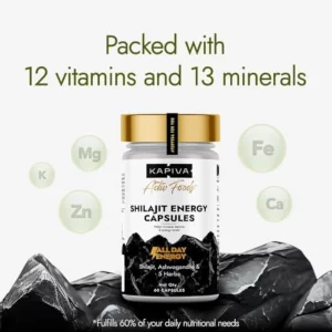 Kapiva Shilajit Capsules – Pure Shilajeet Supplement for Energy, Stamina & Wellness | With Ashwagandha, Gokshura, 12 Vitamins & 13 Minerals | 60 Capsules (Pack of -2)