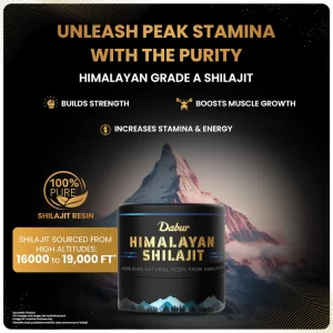 Dabur Himalayan Shilajit Resin for Men – 100% Pure Grade A Ayurvedic Shilajit | Energy, Stamina & Strength Support | 15g (Pack of -2)