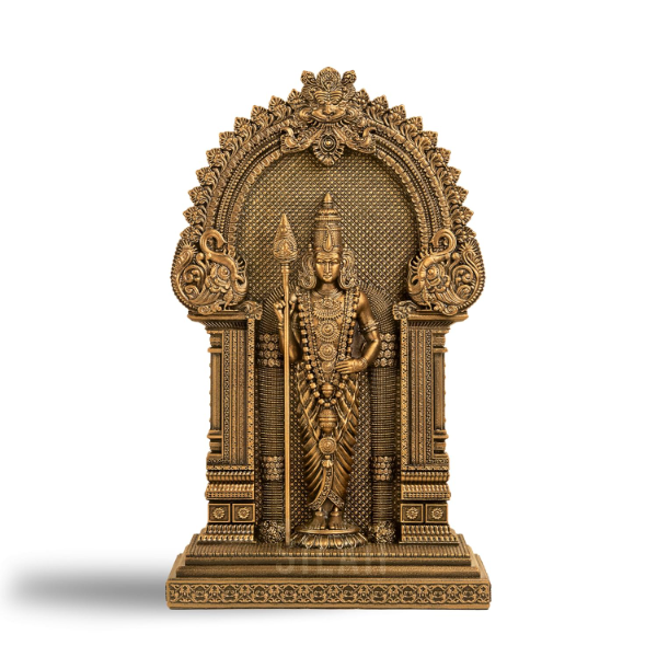 SILAI Murugan Statue (12 Inches) – Antique Bronze Finish Murugan Idol for Pooja Room & Home Decor | Traditional God Idol for Worship, Spiritual Gift & Ethnic Interior Decoration