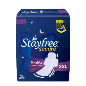 Stayfree Secure Nights XXL Pads for Women – 40 Count | Ultra Soft Sanitary Pads with Leak Protection & Fast Absorption (Pack of -2)