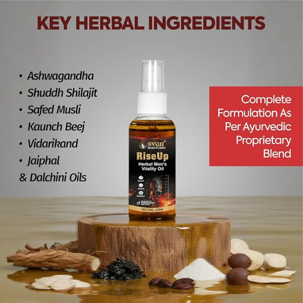 SVGH RiseUp Men's Performance Oil (25ml) - Strength, Thickness & Length Support | 100% Natural Herbal Massage Formula | Advanced Male Vitality & Stamina Booster - Image 3