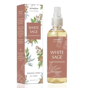 Aromafume White Sage & Sandalwood Smudge Spray (100ml / 3.3 oz) – Smokeless Energy Cleansing Room Spray for Removing Negative Energy, Spiritual Protection & Natural Home Purification