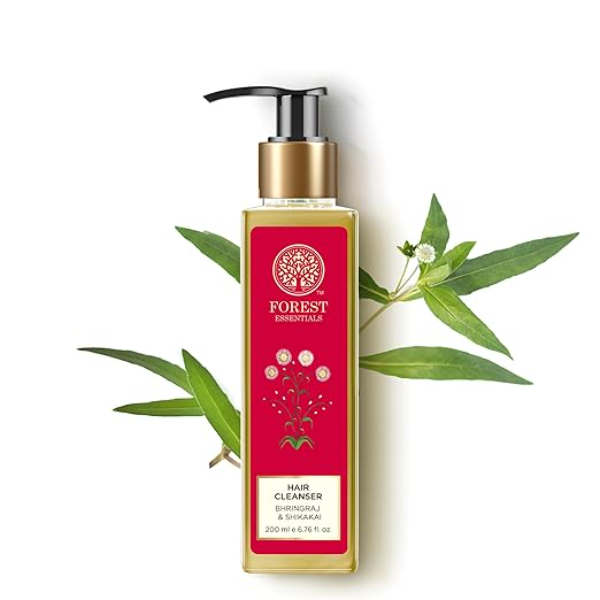 Forest Essentials Bhringraj & Shikakai Hair Cleanser – 200ml | Natural Ayurvedic Shampoo for Hair Fall Control & Hair Thinning | Sulphate-Free & Anti-Dandruff Formula | For Stronger, Healthier Hair