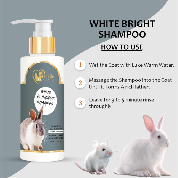 Pet Life Pure Organic White & Bright Pet Shampoo 200ml – Gentle Hair & Body Wash for Rabbits, Kittens & Small Pets for Healthy Shiny Coat - Image 3