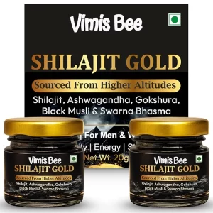 Pure Himalayan Shilajit Gold Resin - 40g x 2 Pack | 24K Gold & Herbal Vitality Blend | Lab Tested for Heavy Metals | Natural Testosterone & Energy Support for Men & Women | 80g Value Pack