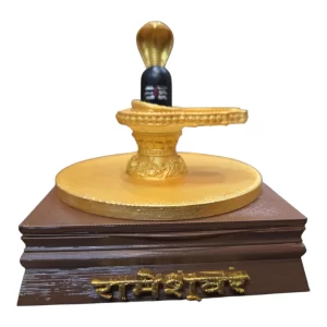 DevaDarshan Rameshwaram Jyotirlinga Shivling Mini Idol with Wooden Finish Base – Lord Shiva Devotional Statue for Home Décor & Spiritual Use