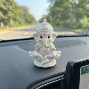 Shri Bal Ganesha Idol Murti – 8 cm 3D Printed PETG Ganesh Statue for Car Dashboard, Home Décor, Office Desk & Pooja Mandir | Auspicious Gift for Blessings, Success & Positive Energy