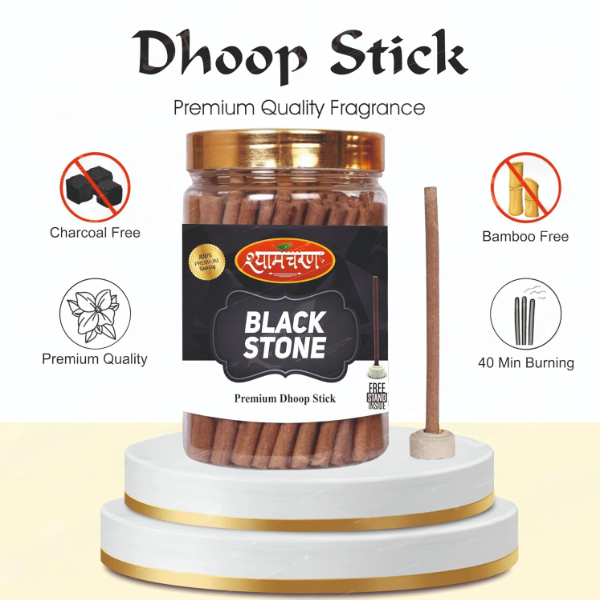 Shyam Charan Premium Dhoop Sticks, Sambrani Cups & Cones Set (Pack of 3 Jars) – Blackstone & Guggal Fragrance for Puja, Meditation, Havan & Spiritual Rituals - Image 2
