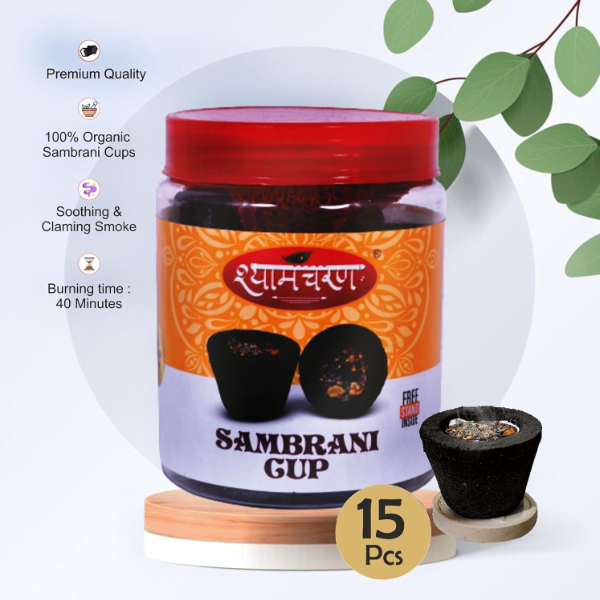 Shyam Charan Premium Dhoop Sticks, Sambrani Cups & Cones Set (Pack of 3 Jars) – Blackstone & Guggal Fragrance for Puja, Meditation, Havan & Spiritual Rituals - Image 3