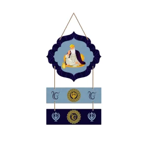 Guru Nanak Wooden Wall Hanging Decor – Sikh Spiritual MDF Panel with Ik Onkar Design | Religious Wall Art for Home, Office & Sacred Spaces