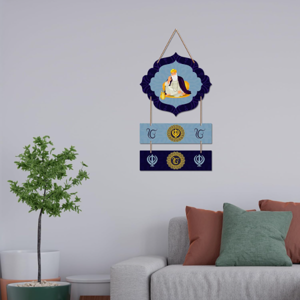Guru Nanak Wooden Wall Hanging Decor – Sikh Spiritual MDF Panel with Ik Onkar Design | Religious Wall Art for Home, Office & Sacred Spaces - Image 3