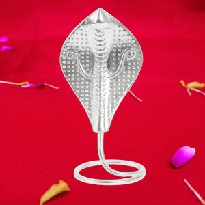 Silver Nag Devta Idol for Shivling – Sacred Nagraj Vasuki Snake Statue for Home Mandir | Auspicious Nag Panchami Puja Decor & Spiritual Decoration Piece