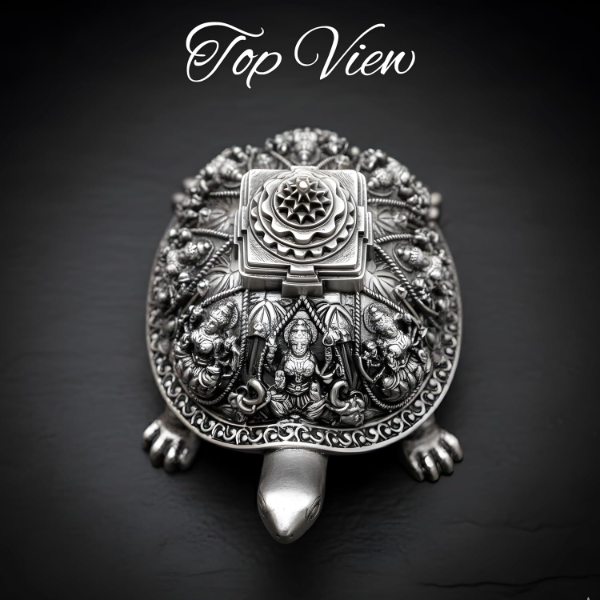 999 Pure Silver Plated Ashta Lakshmi Tortoise Idol – 4.75 Inch Vastu Turtle Showpiece for Home, Pooja Room & Mandir Décor | Symbol of Prosperity, Wealth & Good Luck - Image 4