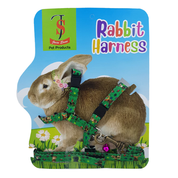 Jainsons Adjustable Pet Harness with Bell for Rabbits, Bunnies, Cats & Kittens – Comfortable, Secure, and Color May Vary (1 Pack)
